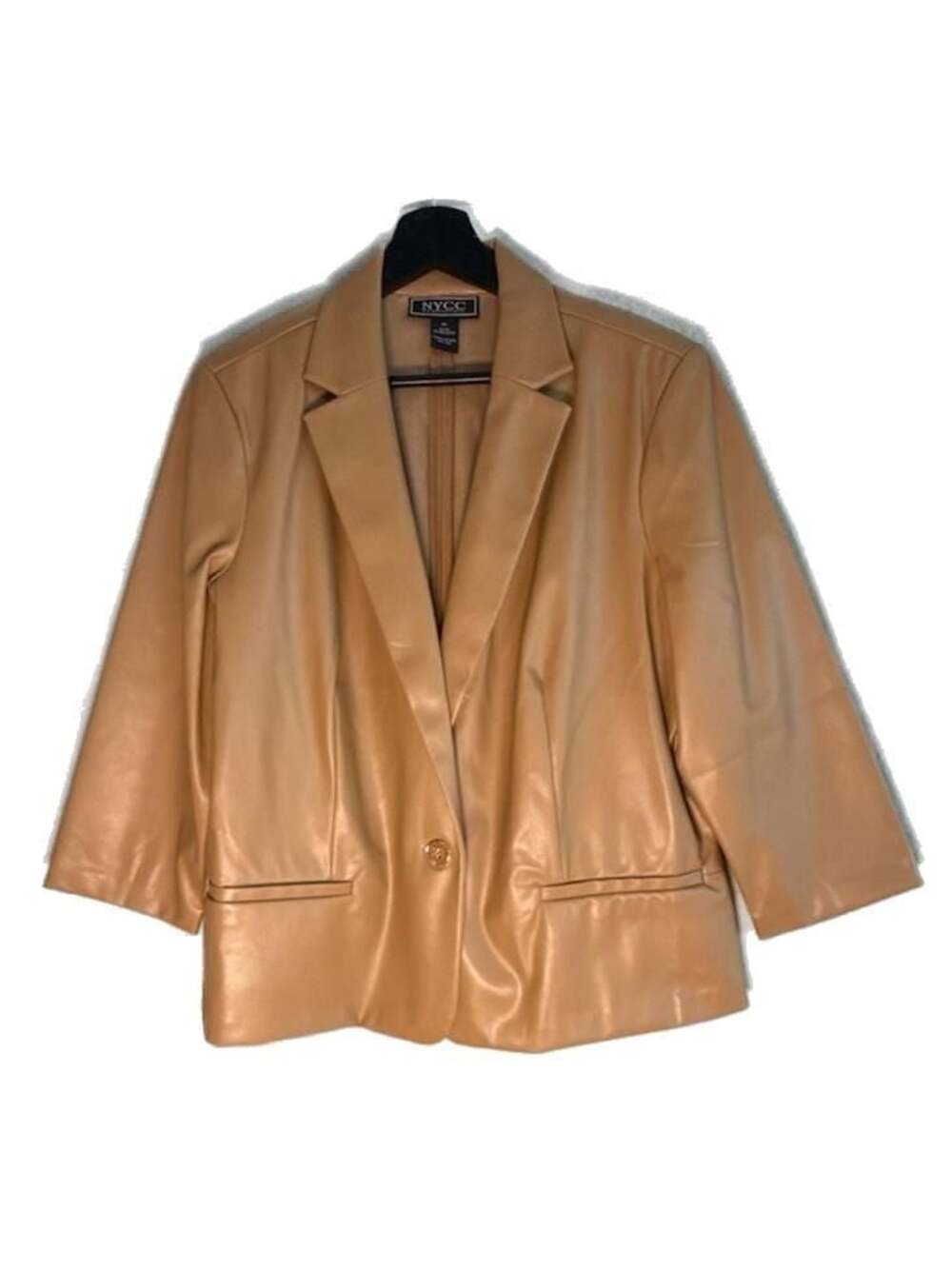 NYCC New York Clothing Co. Tan Faux Leather Blazer, Size XL
